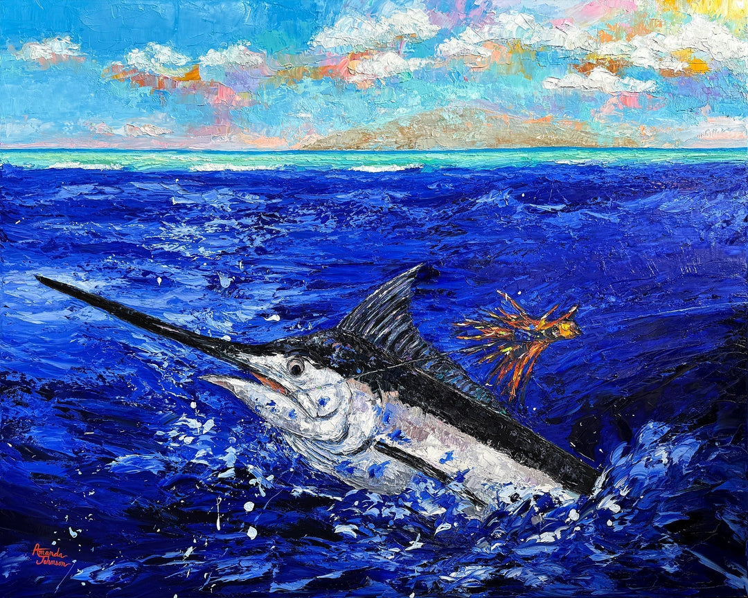 Meet "Marlina" — A Stunning Black Marlin Oil Painting by Amanda Johnson
