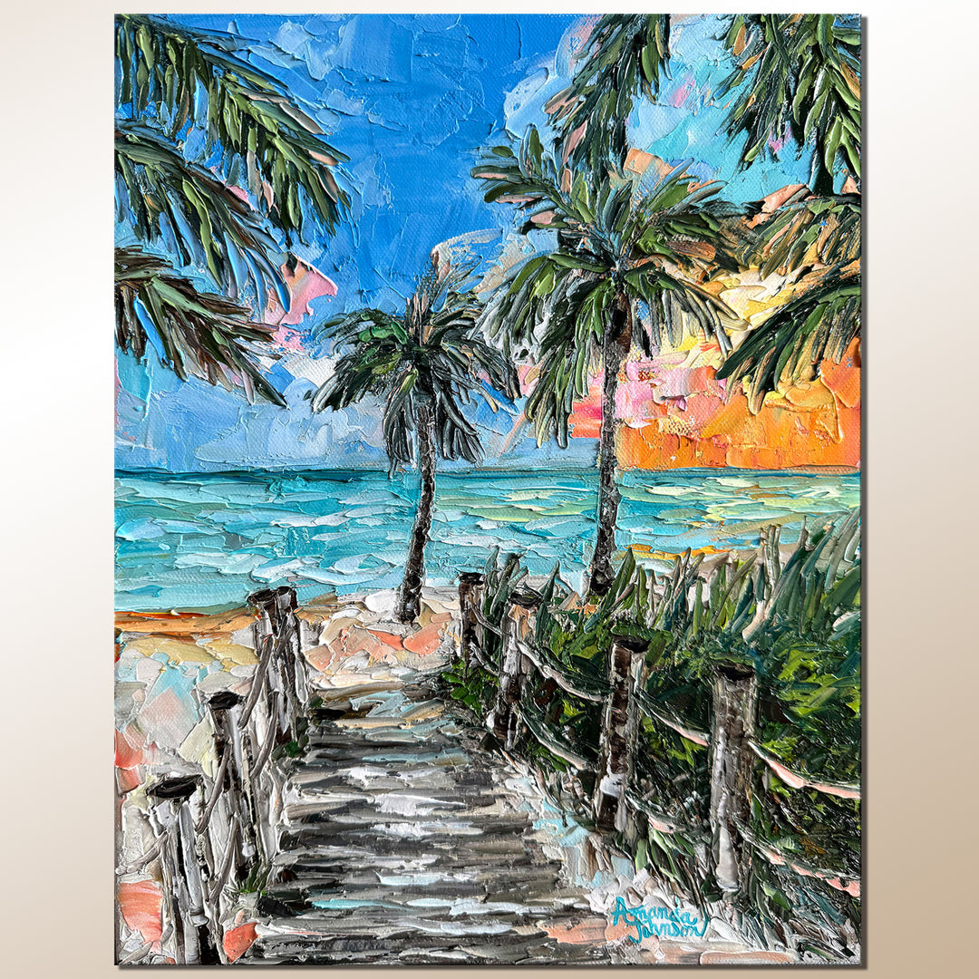 Boardwalk At Golden Hour – Original Oil On Canvas