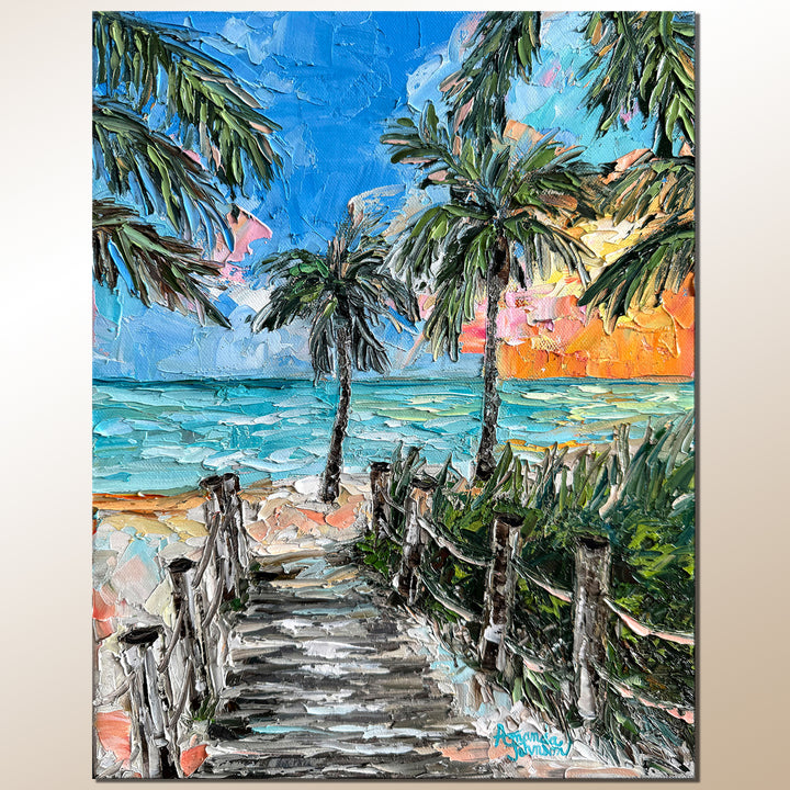 Boardwalk At Golden Hour – Original Oil On Canvas