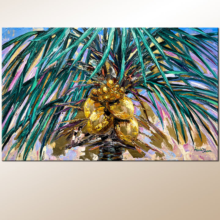 Gold Leaf Coconuts 15 – Original Oil and Gold Leaf On Canvas