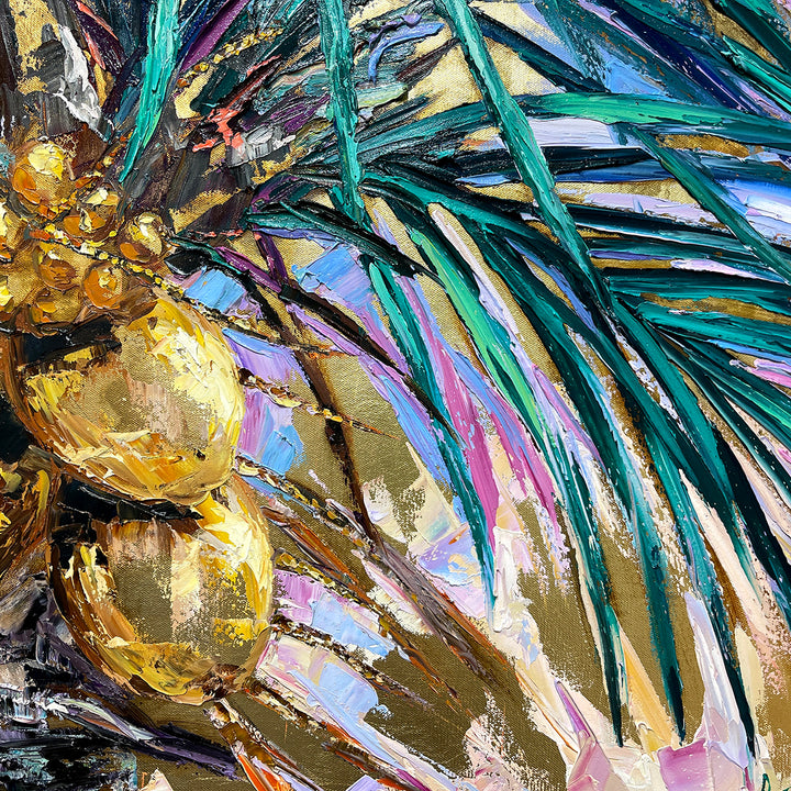 Gold Leaf Coconuts 15 – Original Oil and Gold Leaf On Canvas