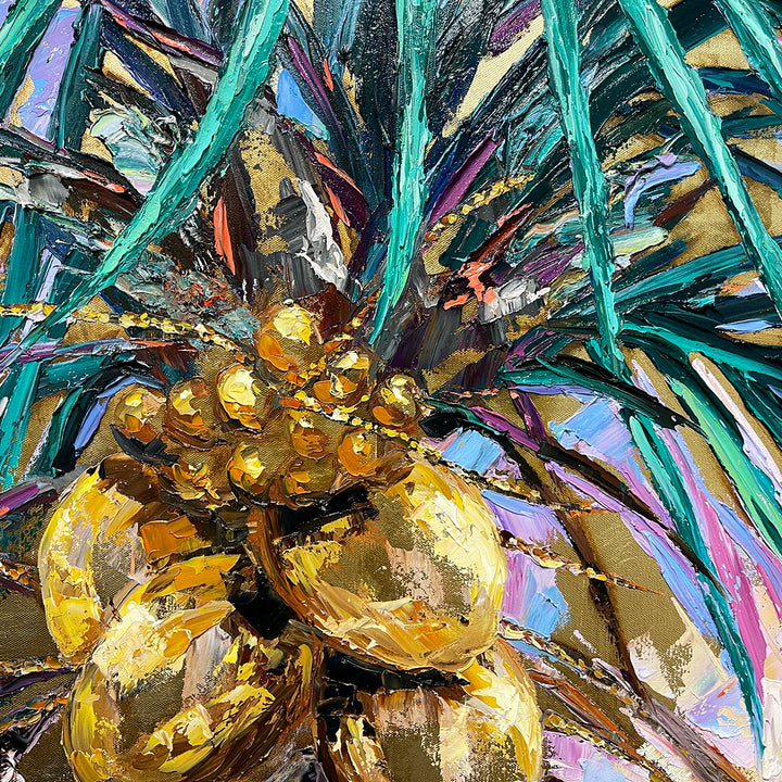 Gold Leaf Coconuts 15 – Original Oil and Gold Leaf On Canvas