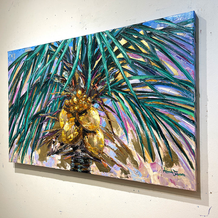 Gold Leaf Coconuts 15 – Original Oil and Gold Leaf On Canvas