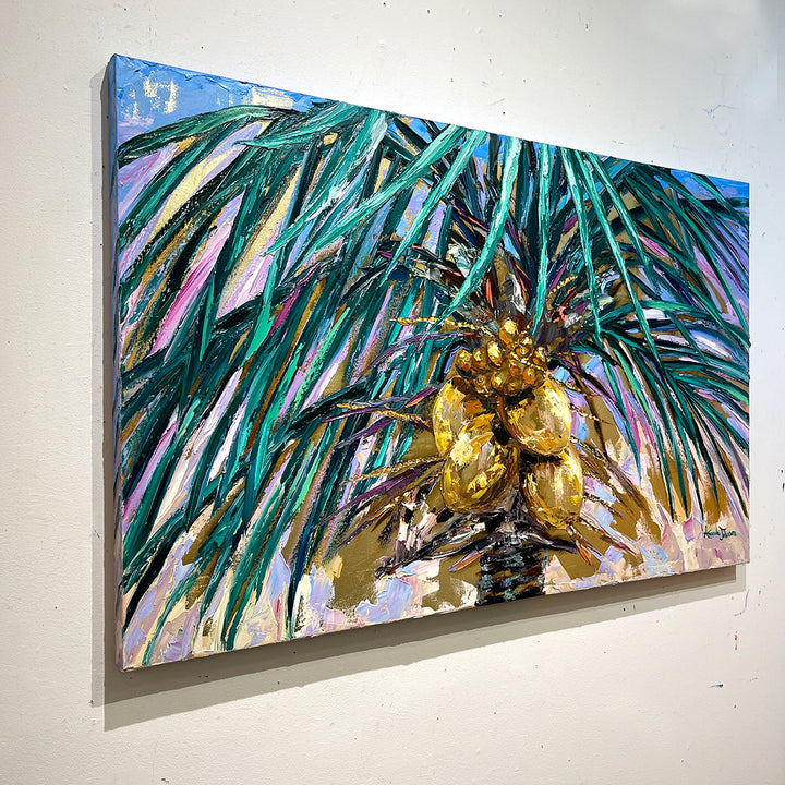 Gold Leaf Coconuts 15 – Original Oil and Gold Leaf On Canvas
