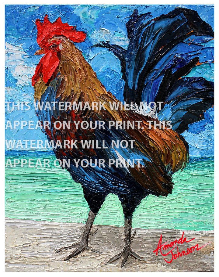 Beach Rooster - Signed Archival Paper Print
