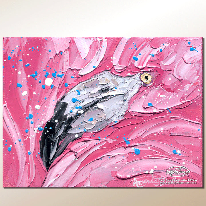 Flamingo Fun – LE Giclee On Canvas