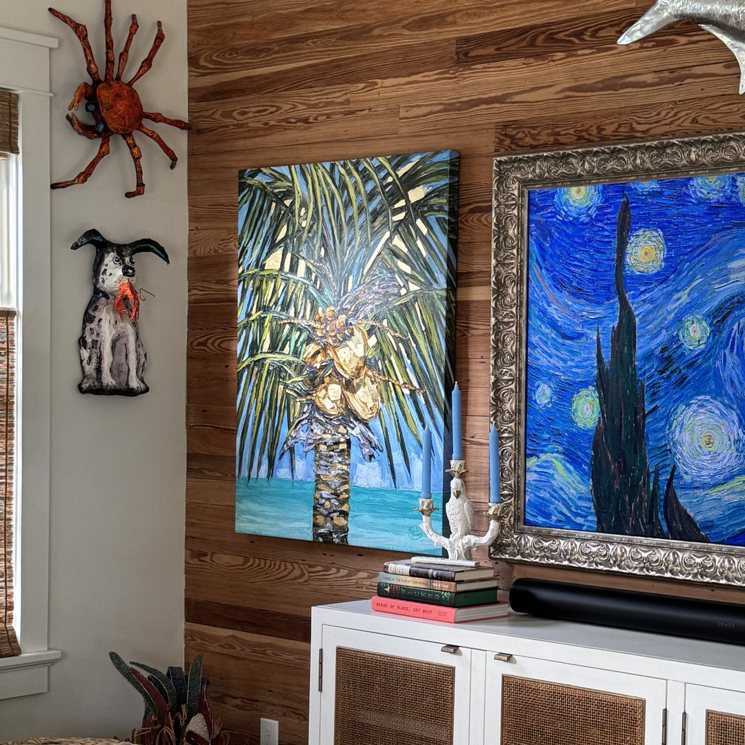 Gold Leaf Coconuts #5 – LE Embellished Giclee On Canvas