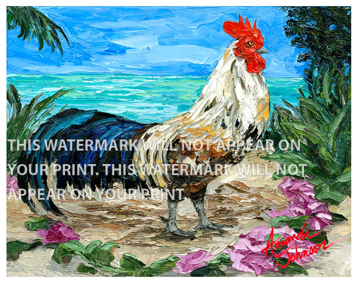 Morning Glory Rooster - Signed Archival Paper Print