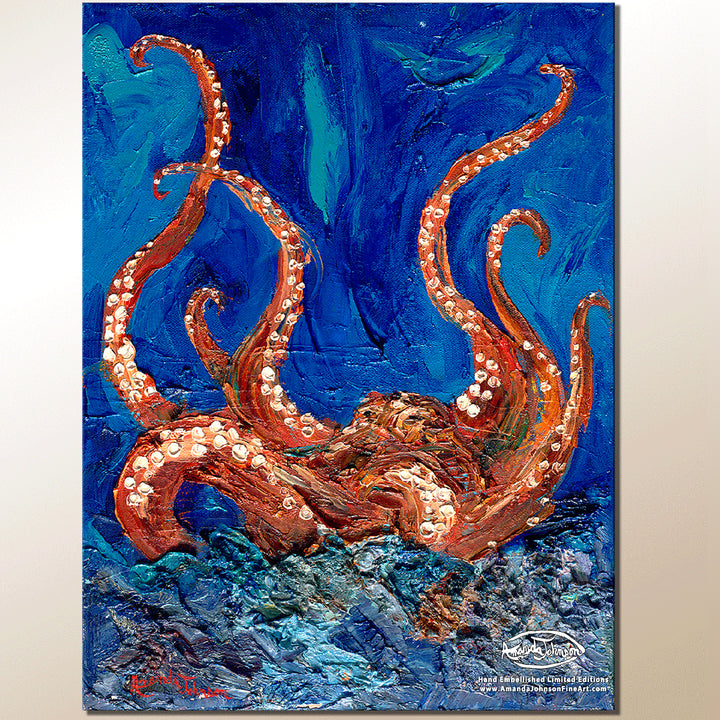 Octopus 2 – LE Embellished Giclee On Canvas