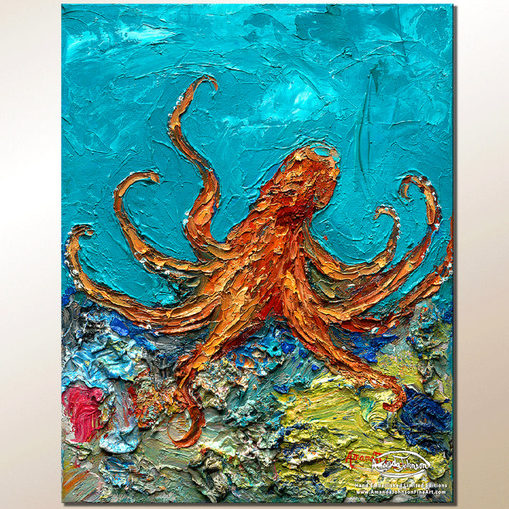Octopus 3 – LE Embellished Giclee On Canvas