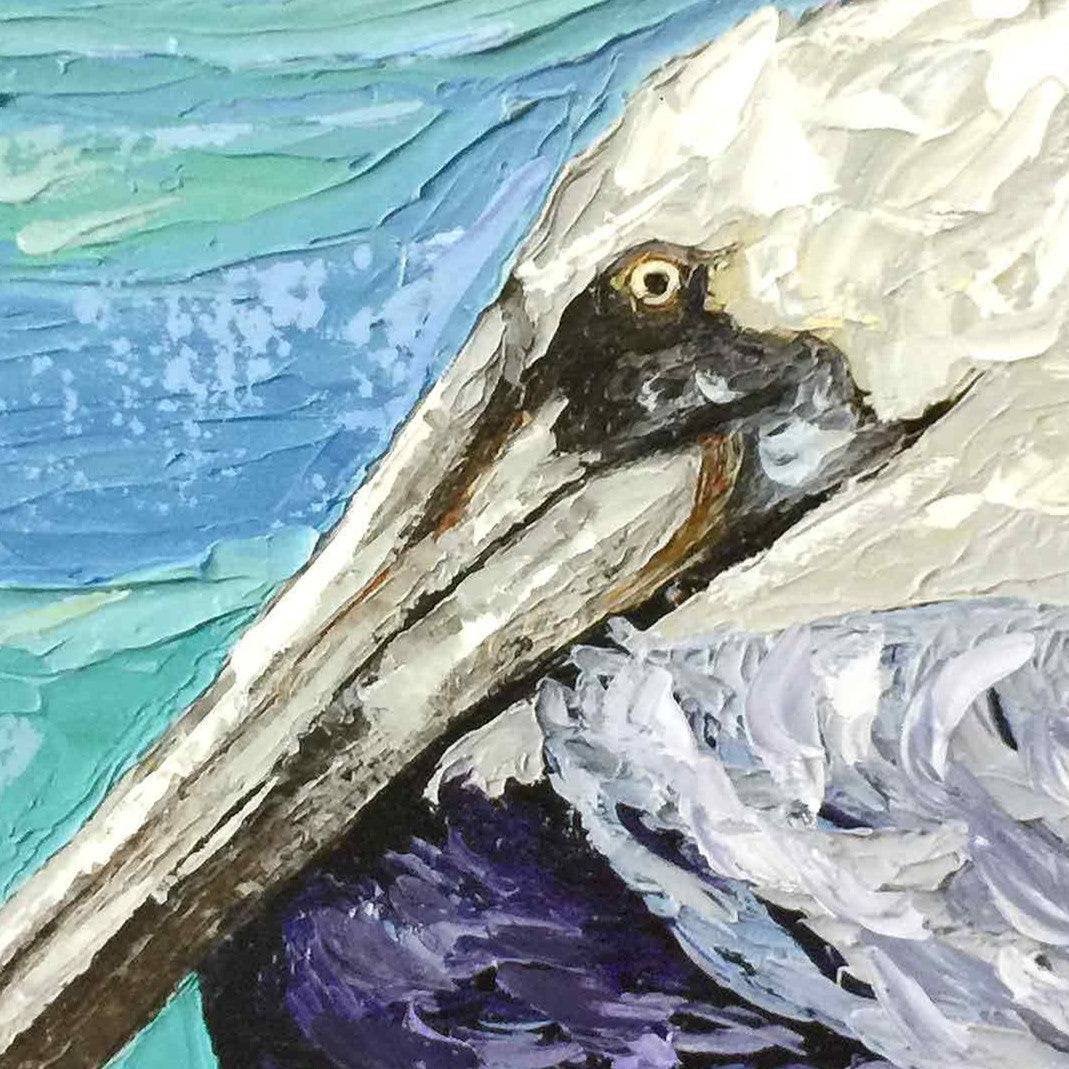 Pelican Portrait– LE Embellish Giclee On Canvas