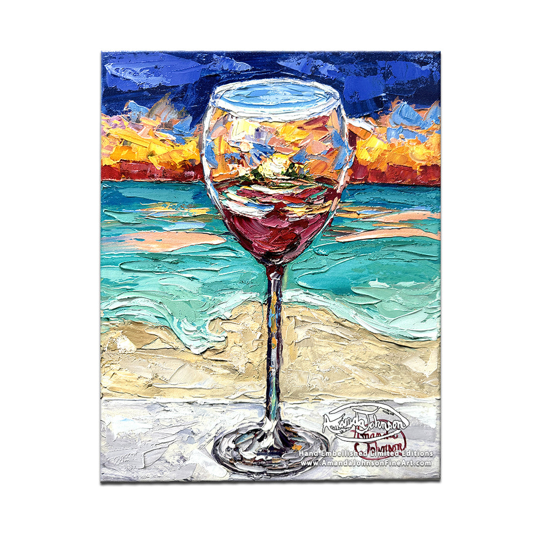 Red Wine Sunset – LE Embellished Giclee On Canvas