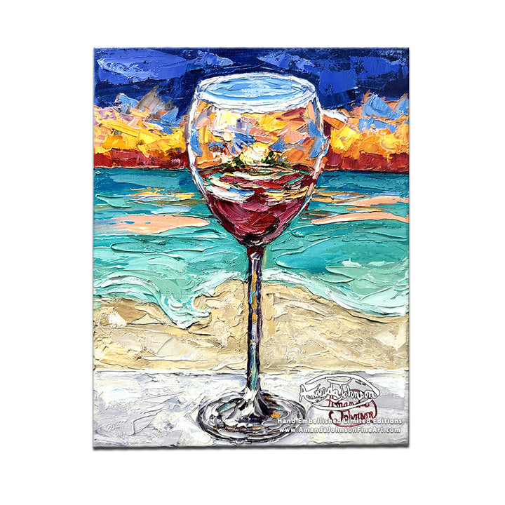 Red Wine Sunset – LE Embellished Giclee On Canvas