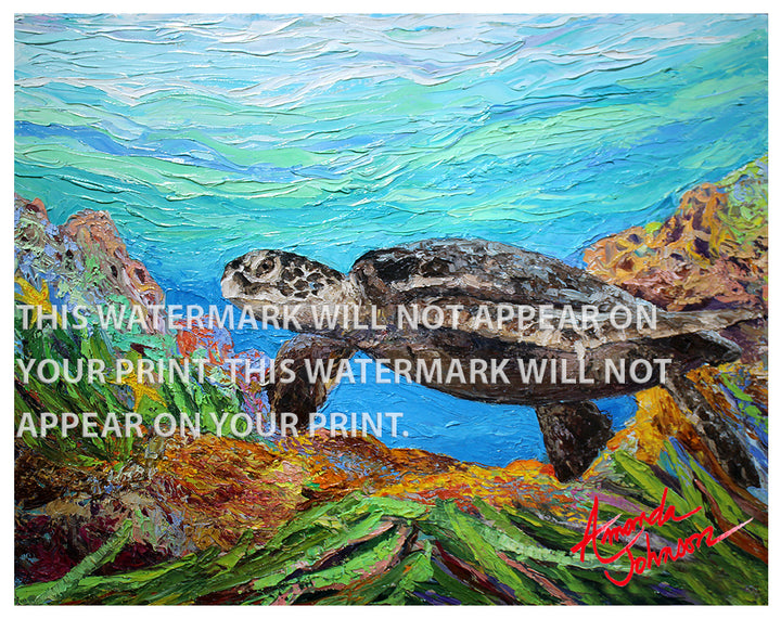 Amazing Reef Turtle - Signed Archival Paper Print