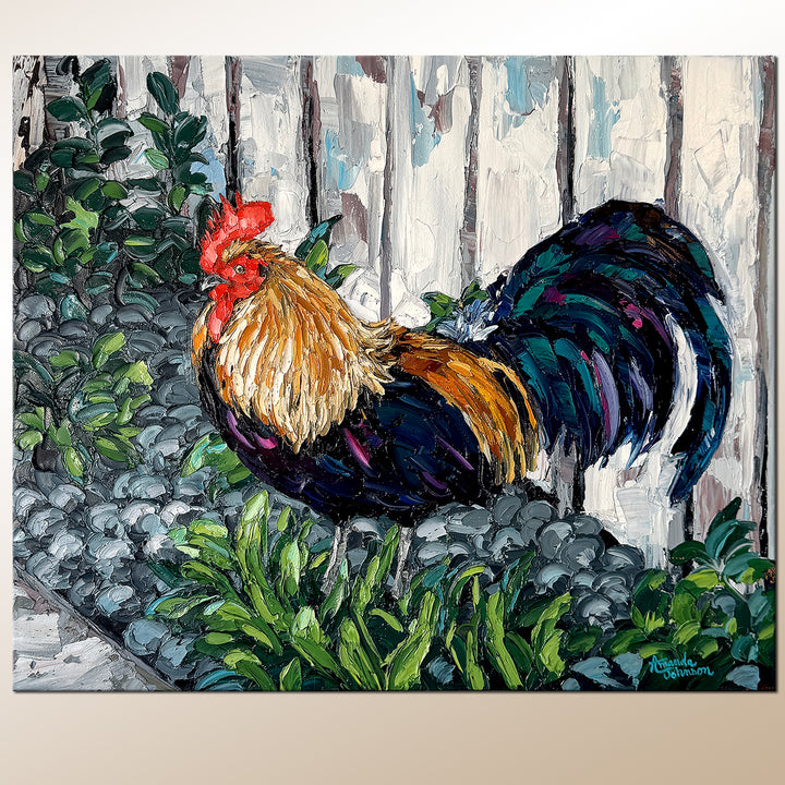 The Stone Rooster – Original Oil On Canvas