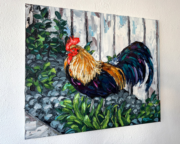 The Stone Rooster – Original Oil On Canvas