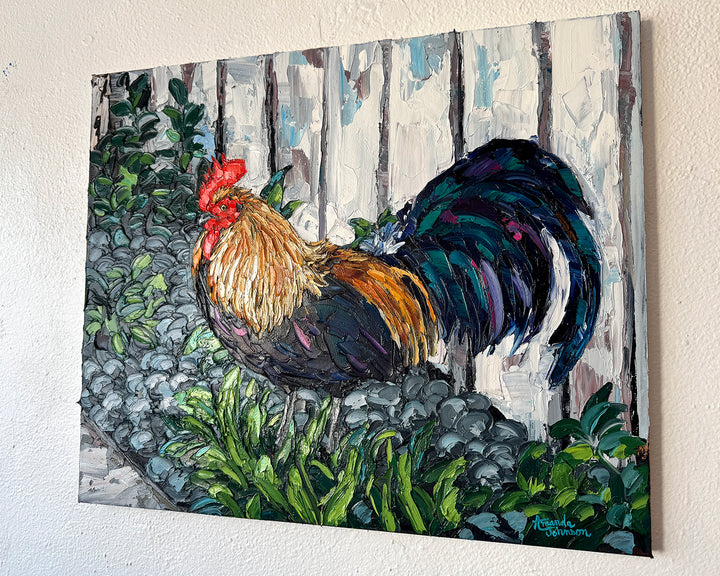 The Stone Rooster – Original Oil On Canvas