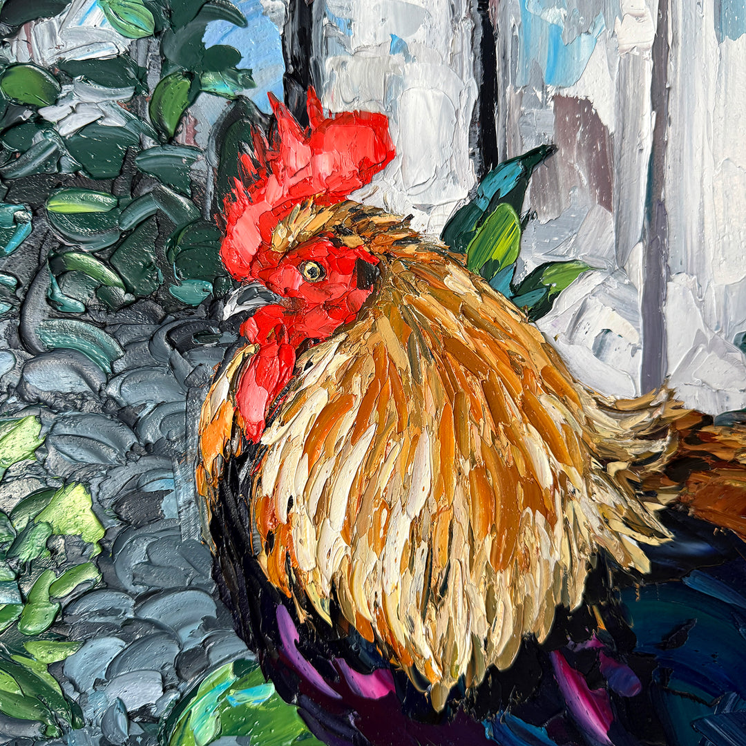 The Stone Rooster – Original Oil On Canvas