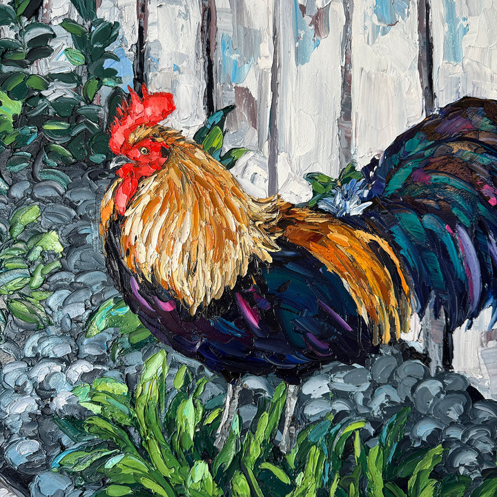 The Stone Rooster – Original Oil On Canvas