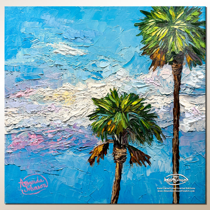Thatch Palms – LE Embellished Giclee On Canvas
