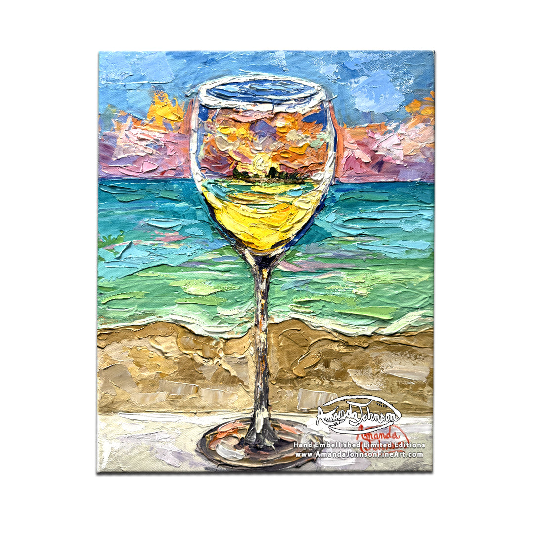 White Wine Sunset – LE Embellished Giclee On Canvas