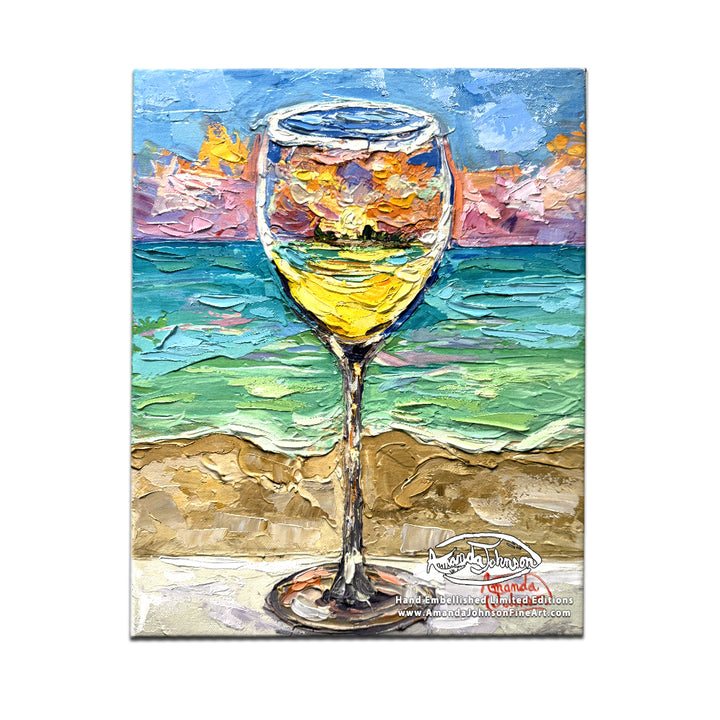 White Wine Sunset – LE Embellished Giclee On Canvas