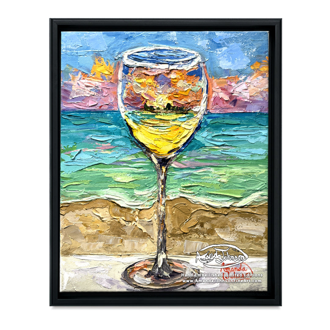 White Wine Sunset – LE Embellished Giclee On Canvas