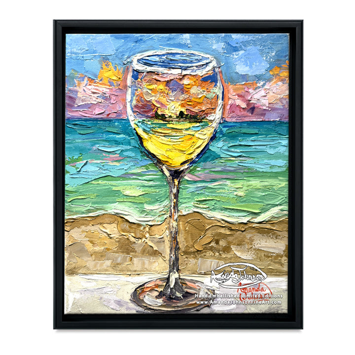 White Wine Sunset – LE Embellished Giclee On Canvas
