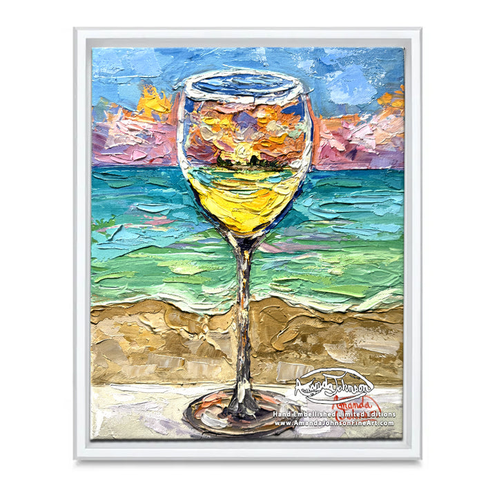 White Wine Sunset – LE Embellished Giclee On Canvas