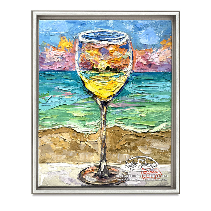 White Wine Sunset – LE Embellished Giclee On Canvas