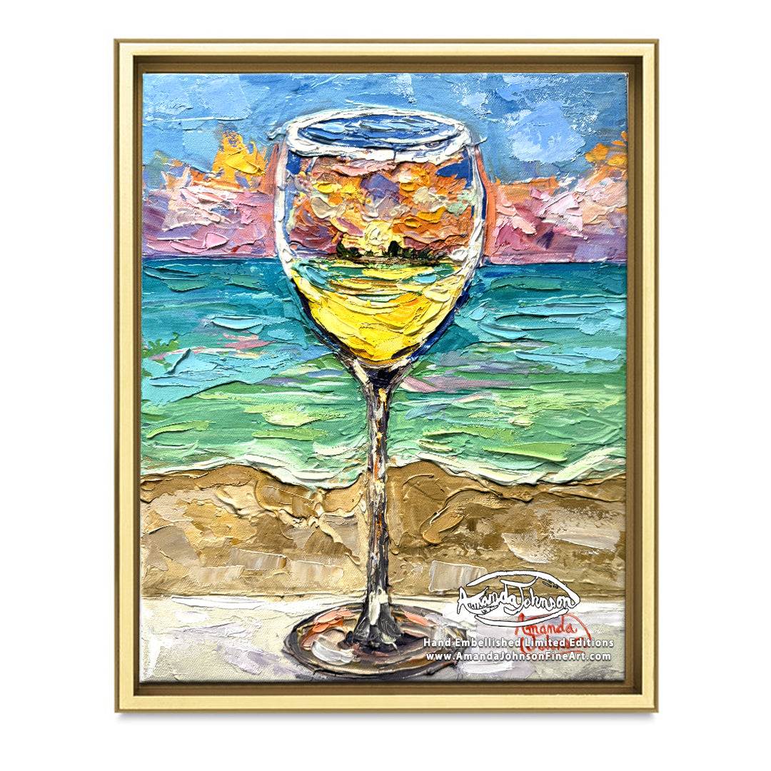 White Wine Sunset – LE Embellished Giclee On Canvas