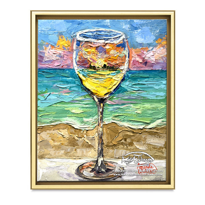 White Wine Sunset – LE Embellished Giclee On Canvas