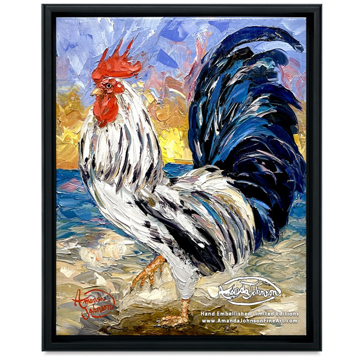 Morning Rooster 1 – LE Embellished Giclee On Canvas