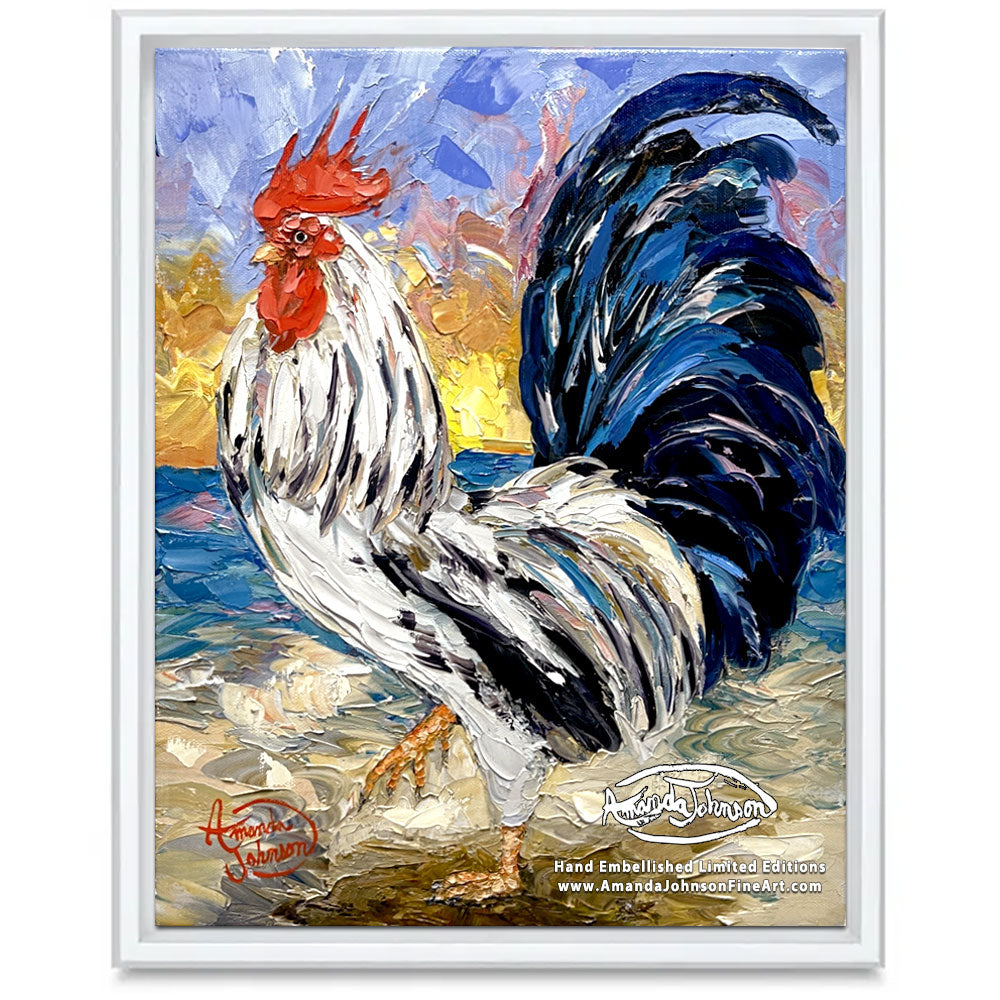 Morning Rooster 1 – LE Embellished Giclee On Canvas