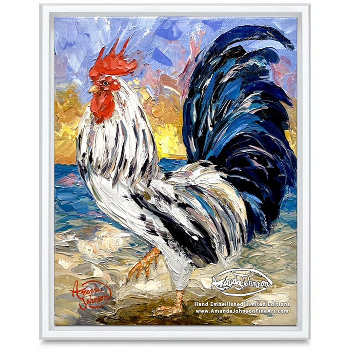 Morning Rooster 1 – LE Embellished Giclee On Canvas