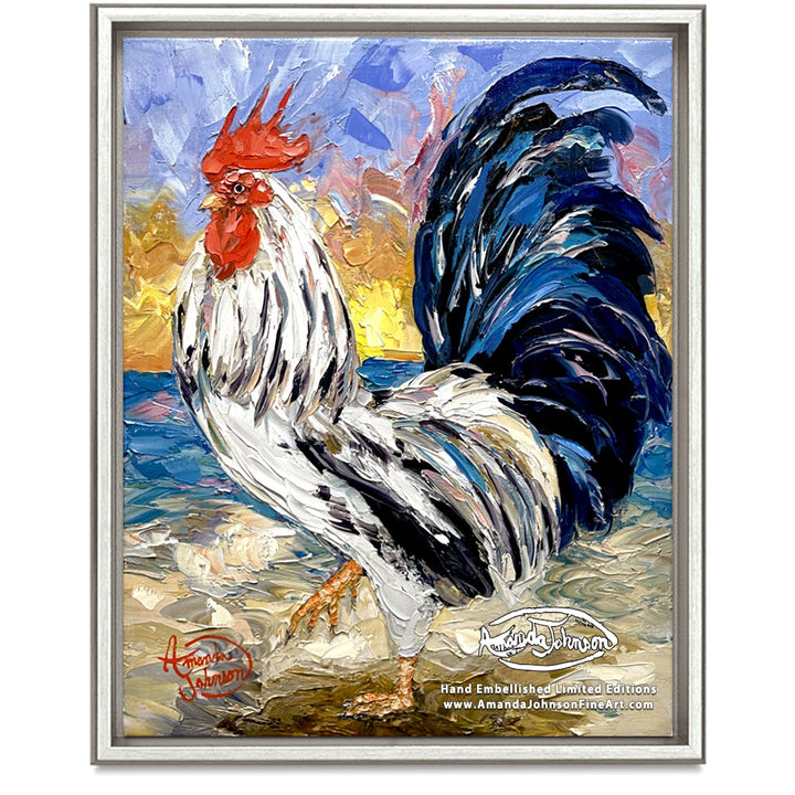 Morning Rooster 1 – LE Embellished Giclee On Canvas