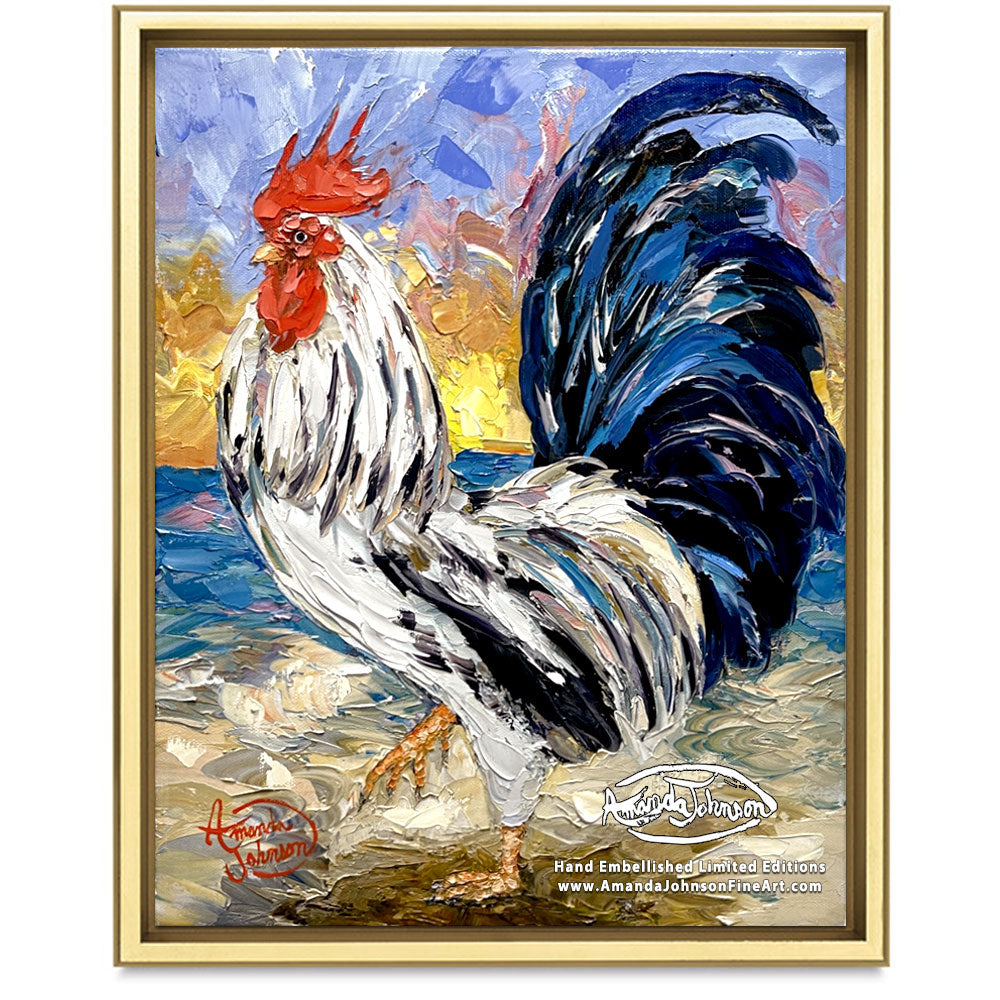 Morning Rooster 1 – LE Embellished Giclee On Canvas