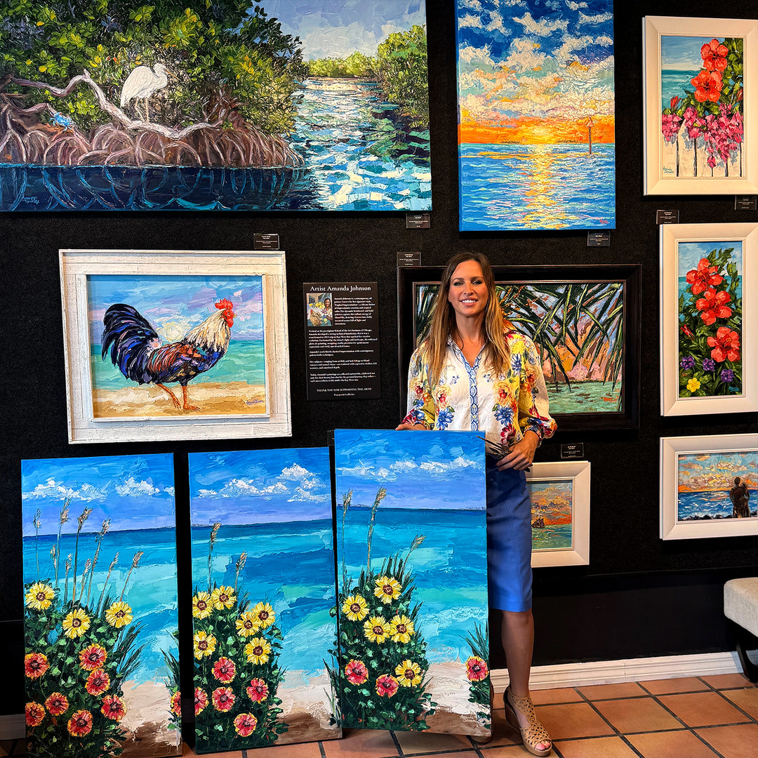 Wildflower Triptych – Original Oil Painting