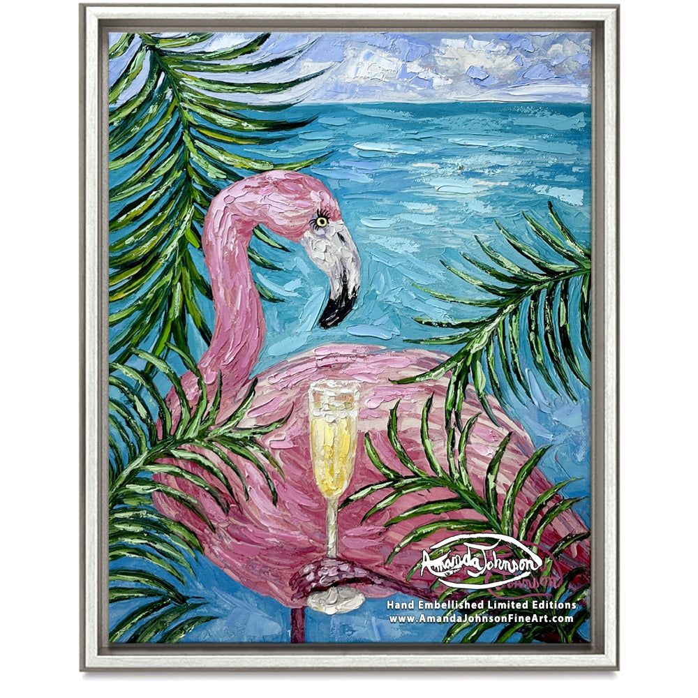 Champagne In Paradise – LE Embellished Giclee On Canvas