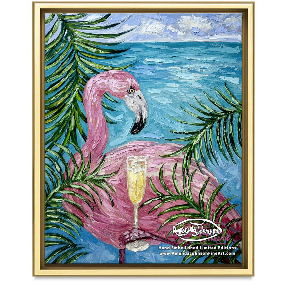 Champagne In Paradise – LE Embellished Giclee On Canvas