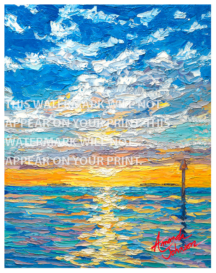 Channel Marker Sunset - Signed Archival Paper Print