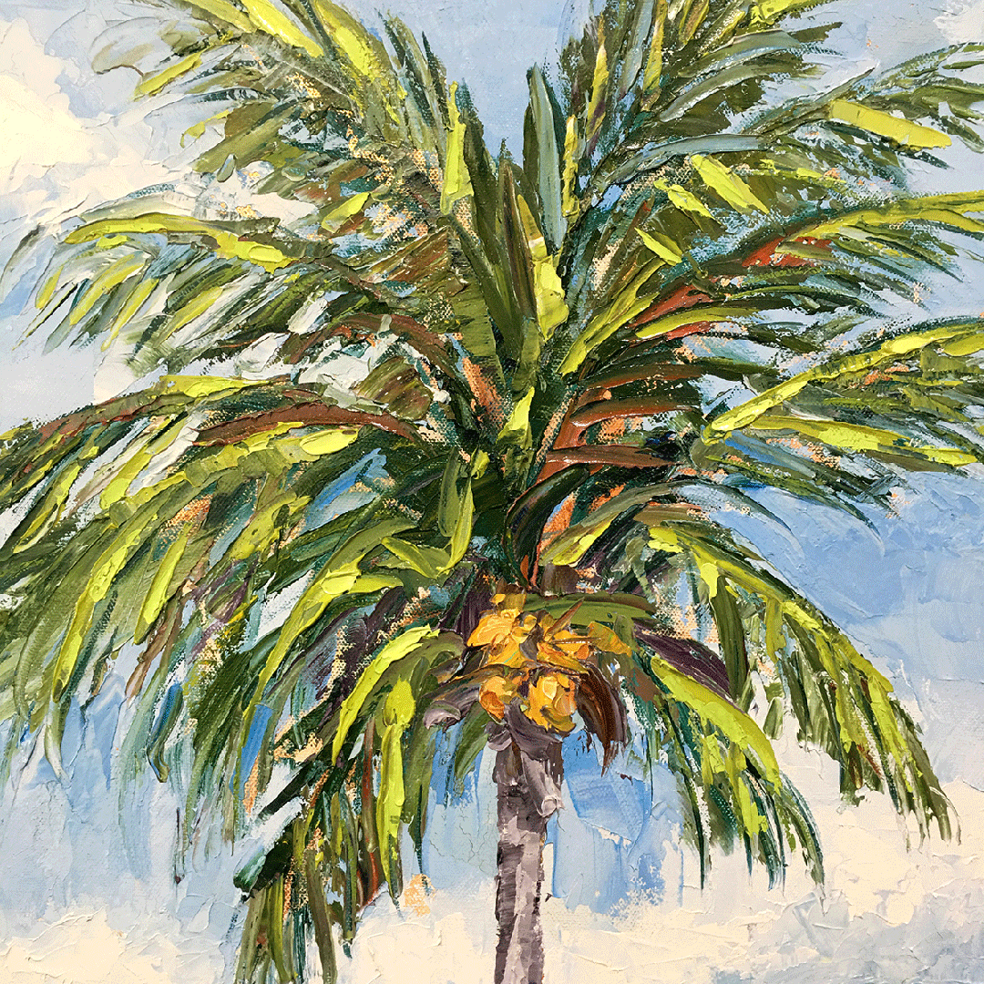 Rustic Beach Palm – LE Embellished Giclee On Canvas