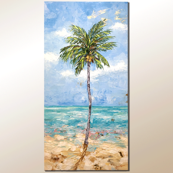 Rustic Beach Palm – LE Embellished Giclee On Canvas