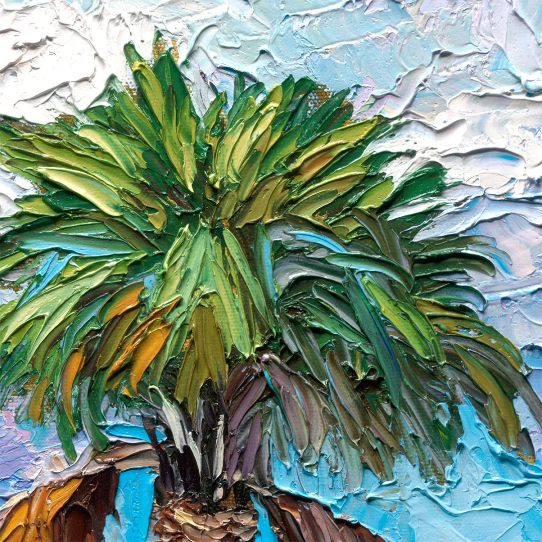 Thatch Palms – LE Embellished Giclee On Canvas