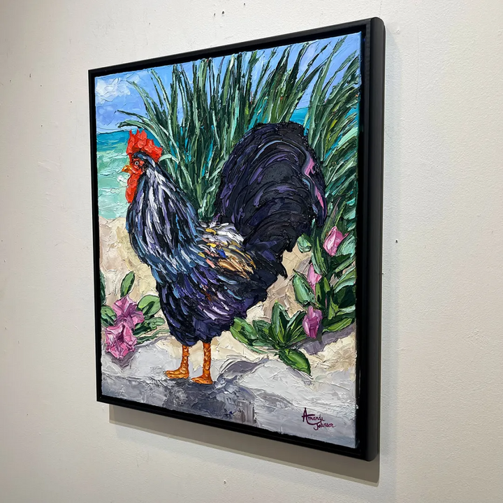 Key West Rooster Family – Cock – Original Oil On Canvas