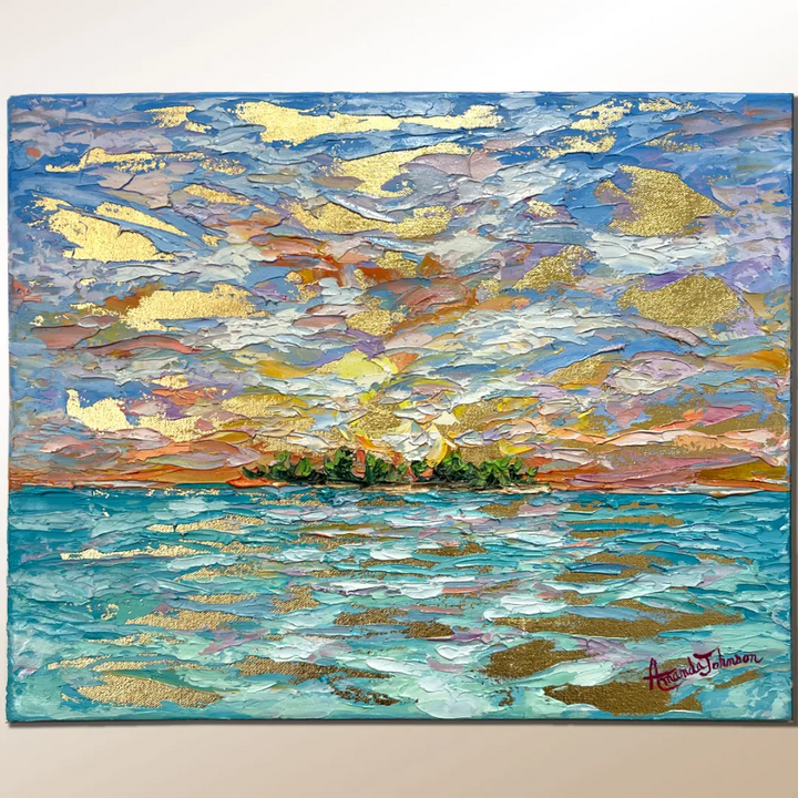 Mystic Sunset – Original Oil, Gold Leaf On Canvas