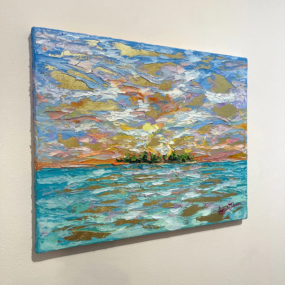 Mystic Sunset – Original Oil, Gold Leaf On Canvas