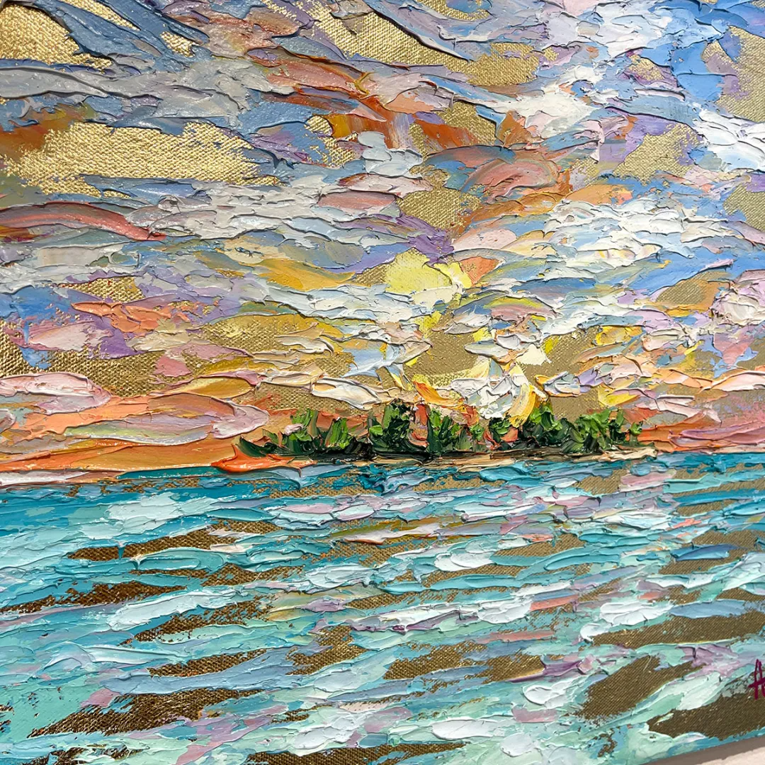 Mystic Sunset – Original Oil, Gold Leaf On Canvas