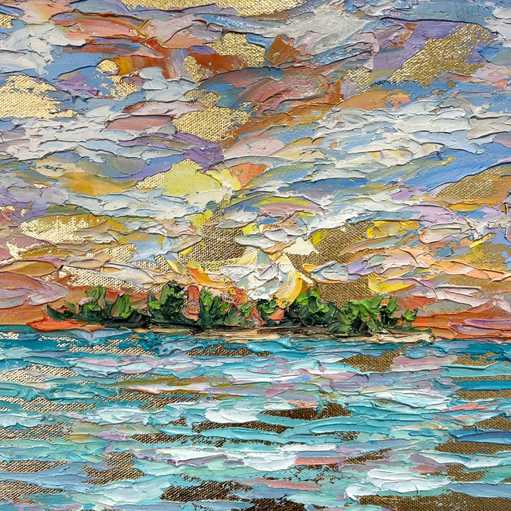 Mystic Sunset – Original Oil, Gold Leaf On Canvas