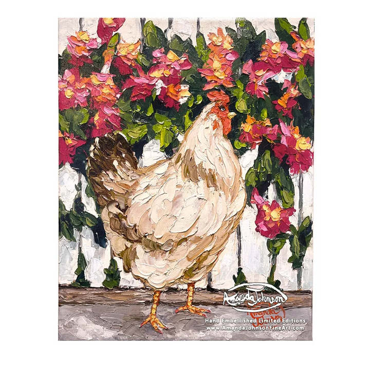Beauty Hen – LE Embellished Giclee On Canvas
